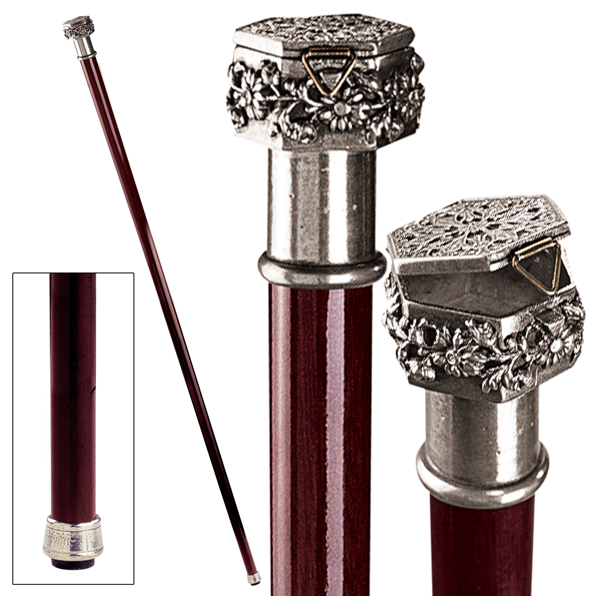 Design Toscano Pewter Walking Cane - Elegant Handcrafted Walking Stick for Men & Women - Perfect for Hiking, Fashion, and Collectors
