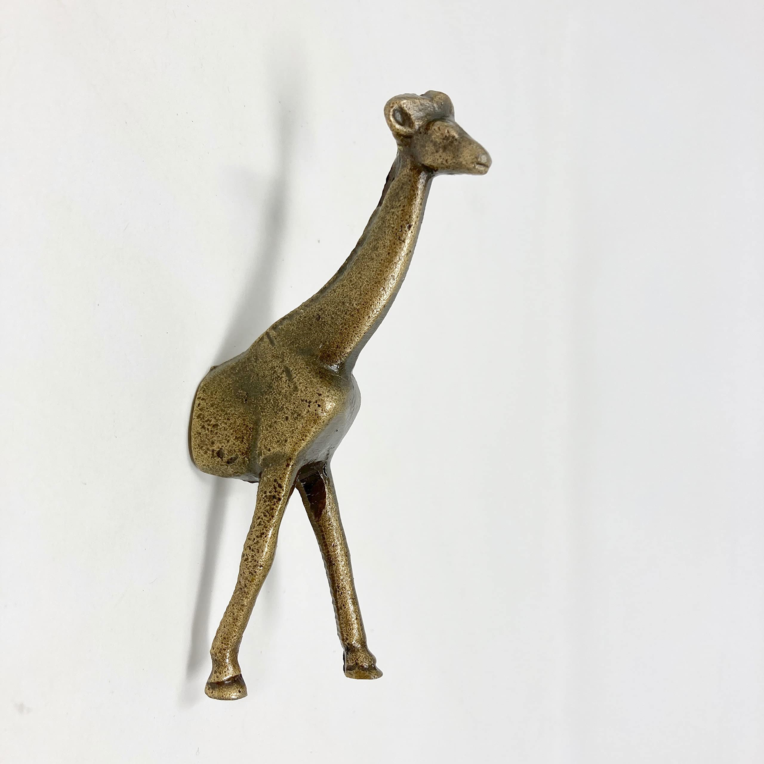 Vintage Safari Animal Drawer Pulls - Antique Brass Iron Knobs (Hook & Giraffe Design) for Cabinets, Dressers & Furniture Hardware