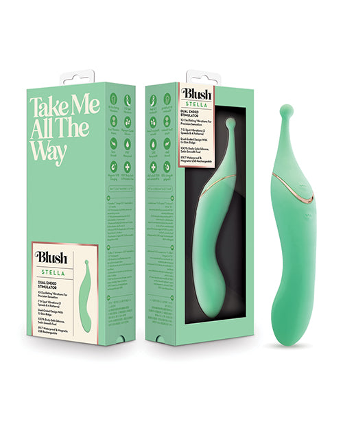 Stella Rechargeable Silicone Dual-End Vibrator - Blush Collection (Green) | Waterproof & Powerful for Couples & Solo Play