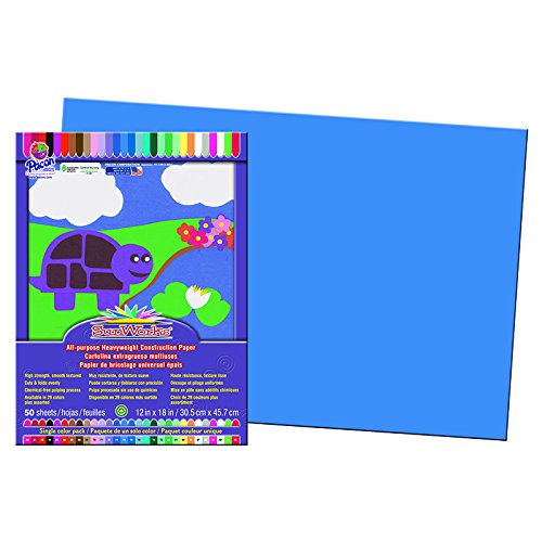 PACON CORPORATION Construction Paper - Blue, 12x18 Inches, Pack of 24 Sheets | Perfect for School Projects, Arts & Crafts, Scrapbooking, and Classroom Activities