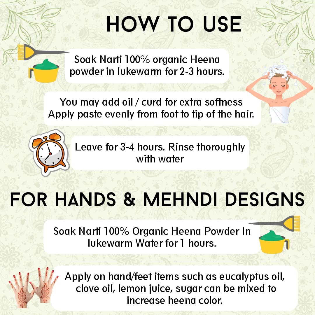 Organic Narti 500gm Henna Powder for Hair Growth - Natural Mehendi for Hair Care, Conditioning & Coloring | Perfect for DIY Hair Treatments, Bridal Prep & Ayurvedic Hair Care Routines