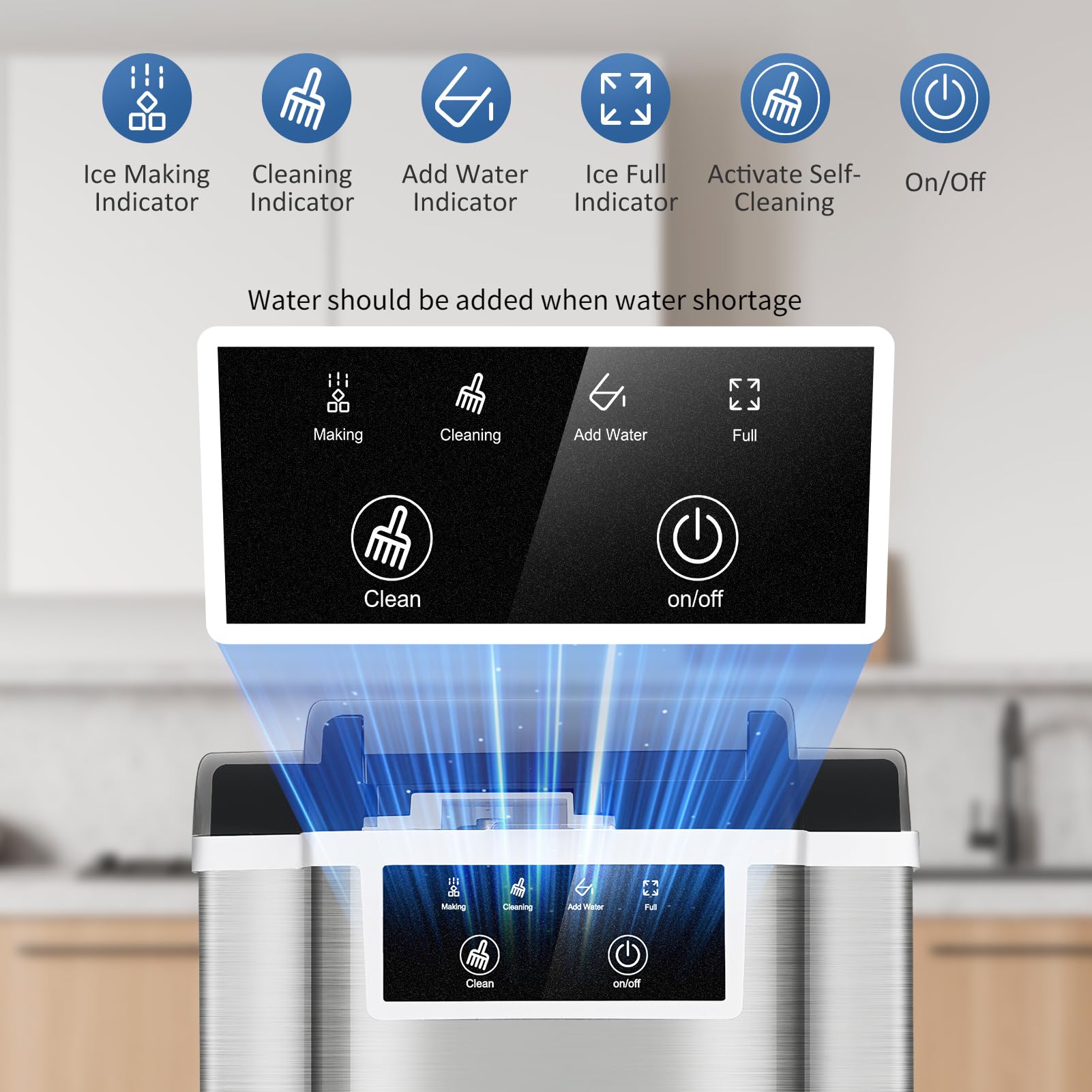 Portable Nugget Ice Maker Countertop - 38LBS/Day Pellet Ice Machine with Self-Cleaning Function, Stainless Steel Chewable Ice Maker for Home, Kitchen, Office, Bar, and Party Use