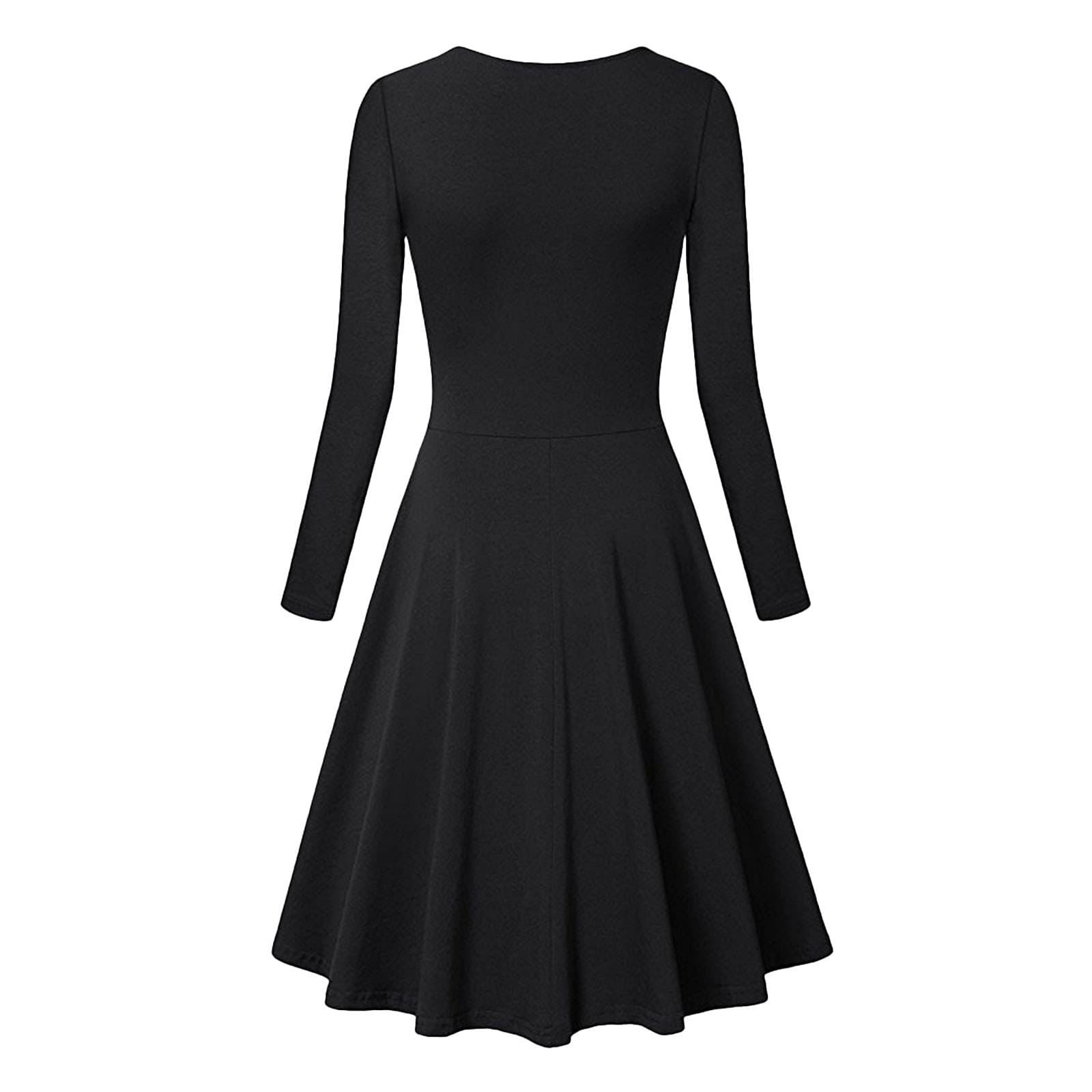 Women's Summer V-Neck Pleated Party Dress - Retro Long Sleeve Solid Color Fashion Dress for Evening Events, Weddings & Date Nights