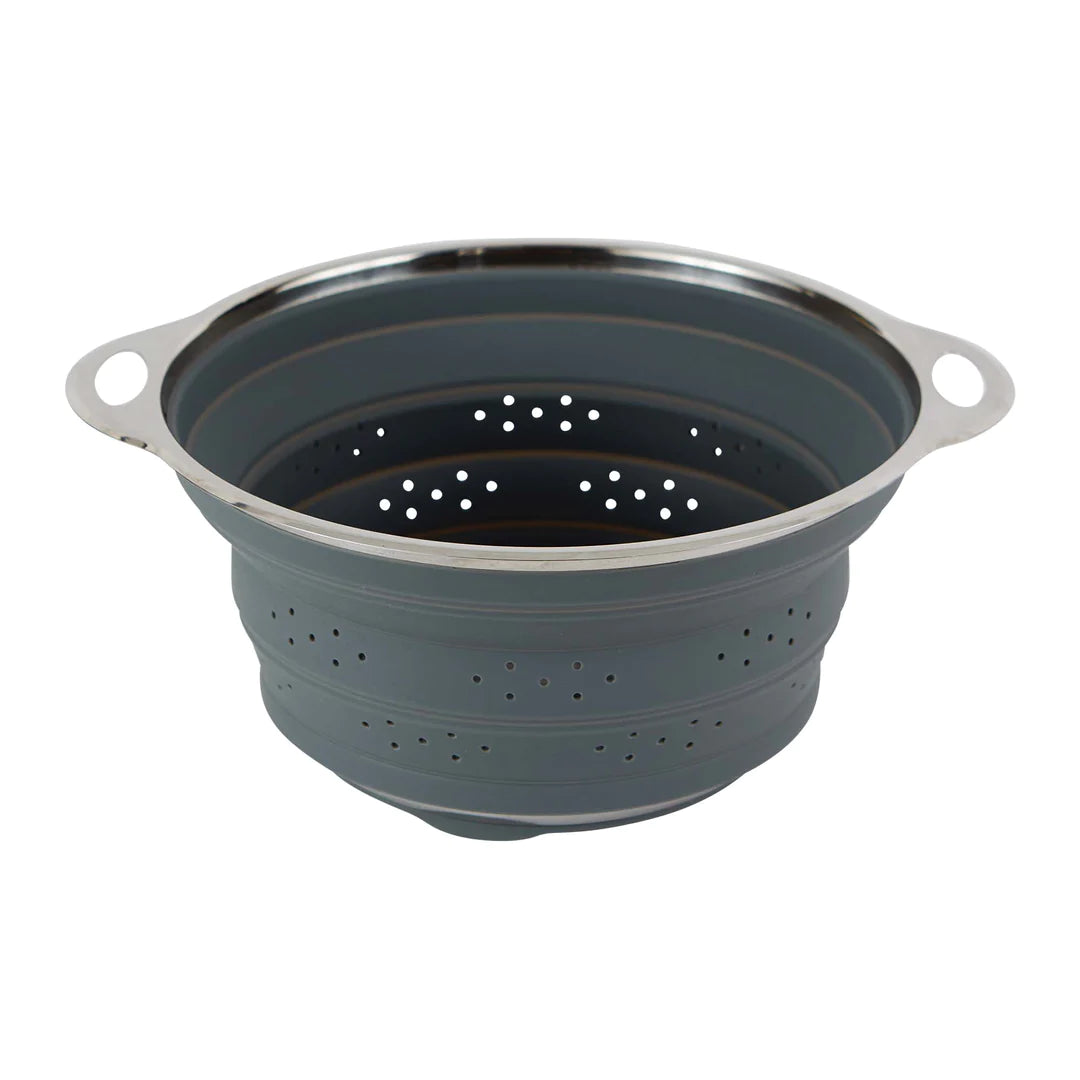 Premium Collapsible Silicone Colander - Space Saving Expandable Strainer for Pasta, Vegetables & Fruits - Perfect for Camping, RV & Small Kitchens