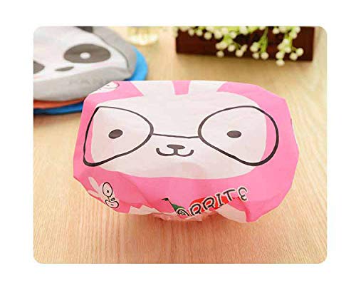 WOIWO 5 Pack Cute Cartoon Shower Caps - Japanese Style Waterproof Bath Caps for Hair Washing & Showering - Perfect for Spa, Travel & Home Use