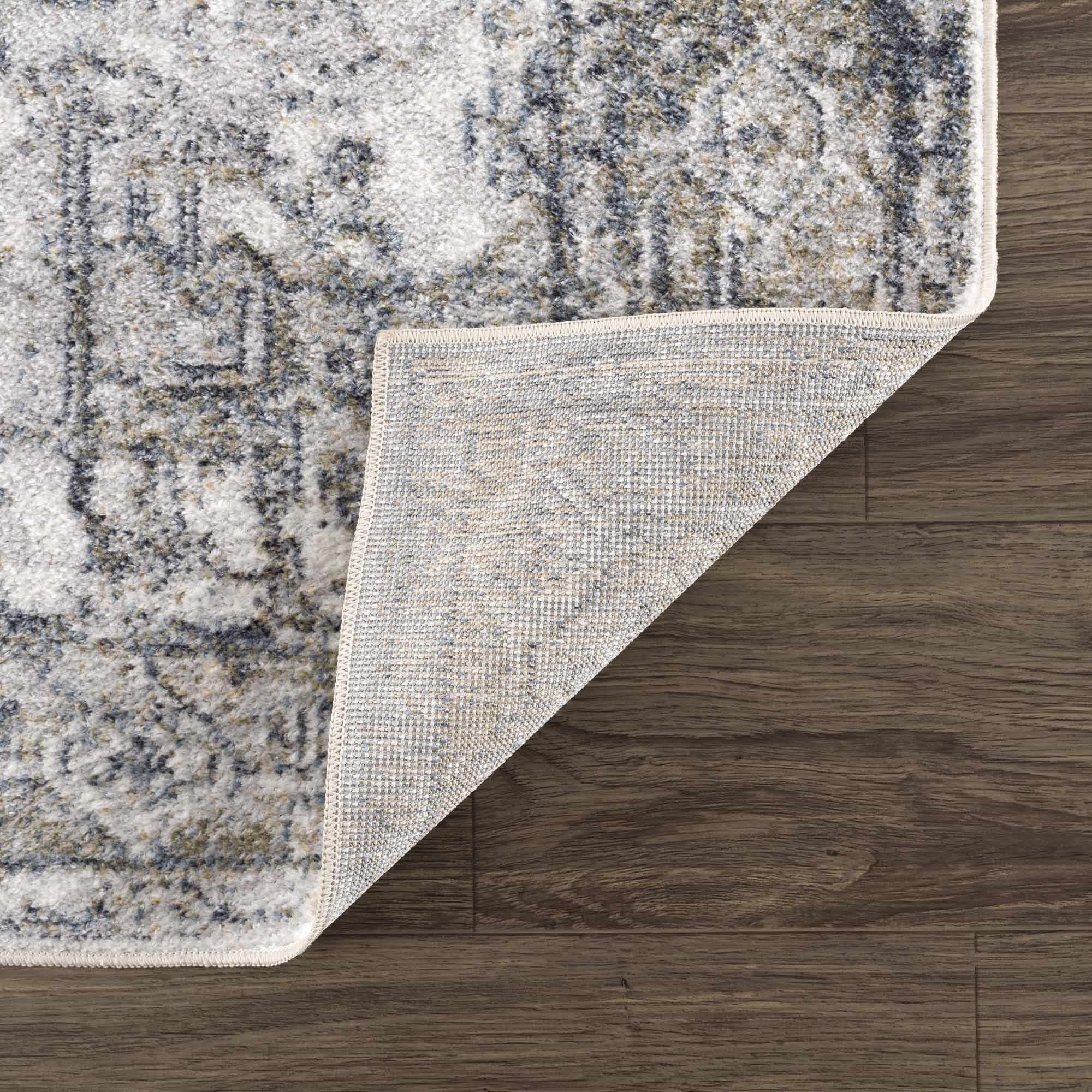 Hauteloom Hera Washable Area Rug 2' x 3' - Soft Ivory & Blue Modern Rug for Living Room, Bedroom, Dorm - Machine Washable Low Pile Indoor Carpet for Home Decor