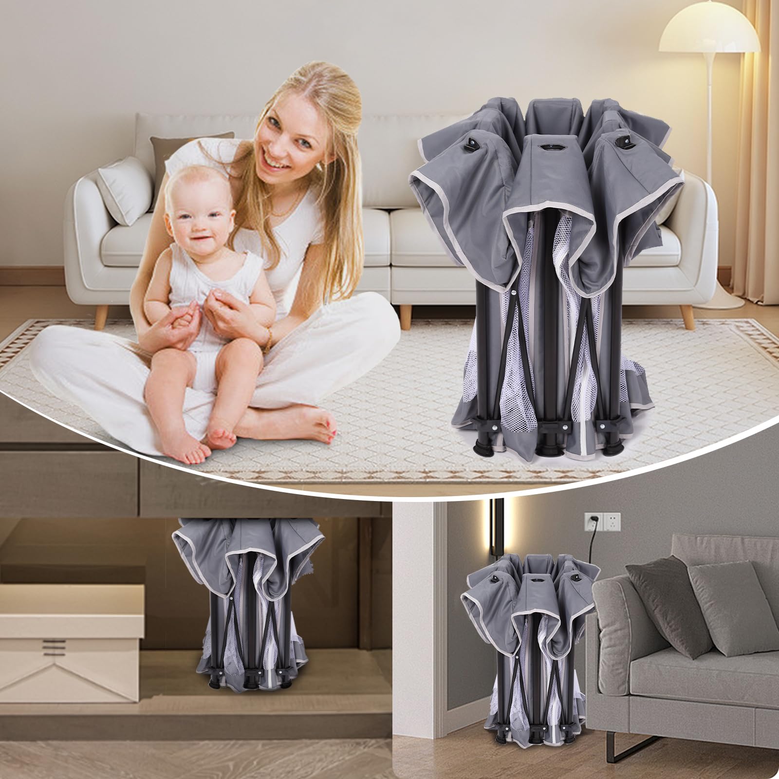 Foldable Baby Playpen with Mat - 50
