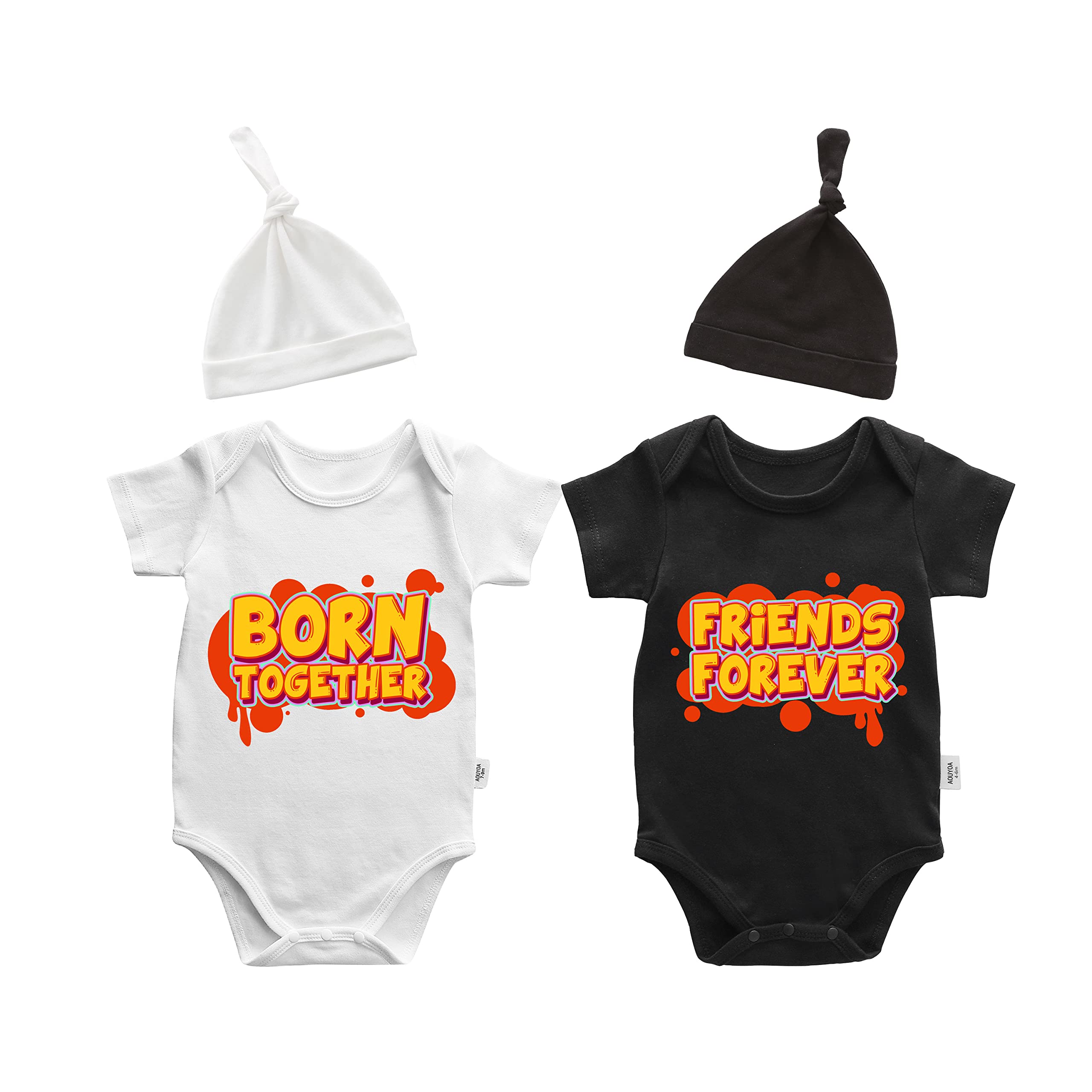 Twins Baby Bodysuit Set - Born Together Friends Forever Matching Outfit for Baby Twins | Perfect for Newborn Photos, Birthday Gifts & Sibling Bonding