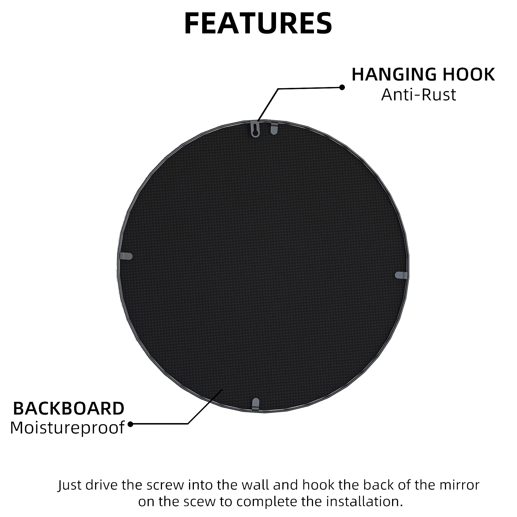 24 Inch Round Wall Mirror with Black Metal Frame - Bathroom, Bedroom, Living Room Decor - Modern Circle Vanity Mirror for Wall Mounting - Perfect for Entryway, Dressing Room & Home Decor (24 Inch)