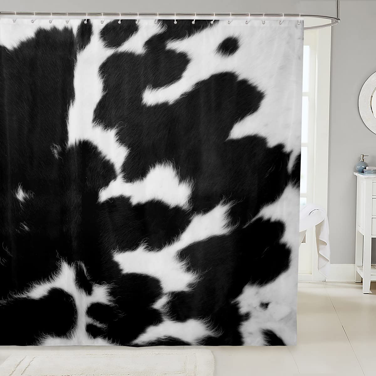 Cowhide Shower Curtain 72x72 - Western Cow Print Bathroom Decor for Farmhouse Style
