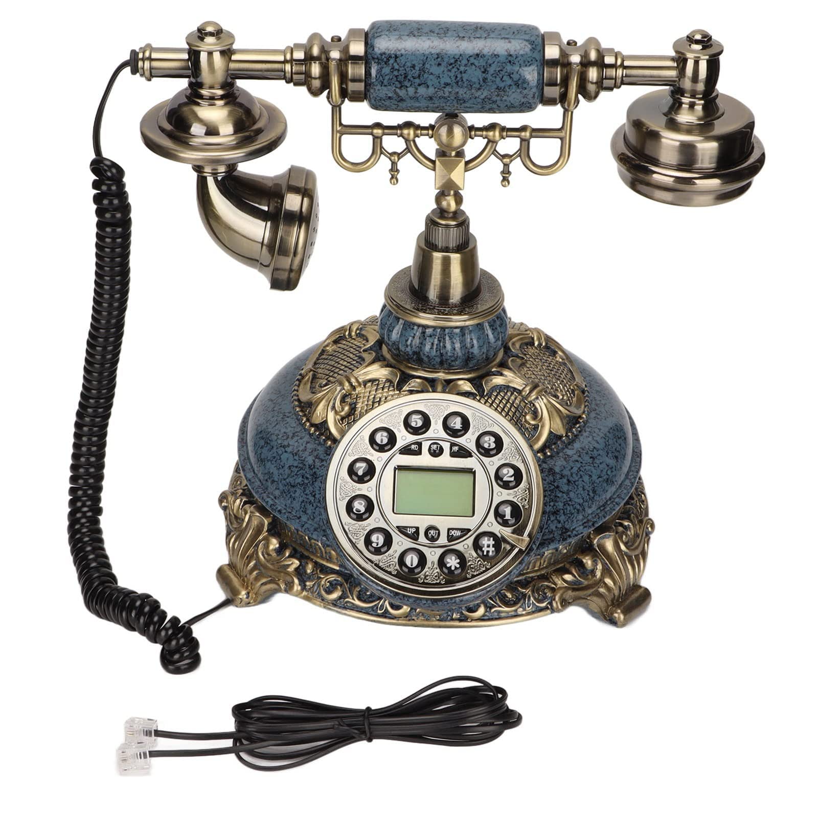 Vintage Antique Push-Button Landline Phone - European Style Retro Telephone with Caller ID for Home & Office - Perfect for Vintage Decor, Collector's Item & Classic Communication