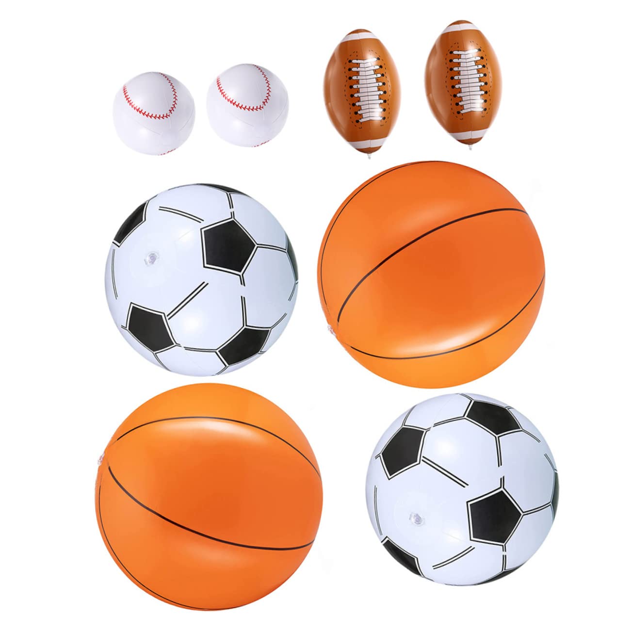 8pcs Mini Beach Ball Set for Kids - Inflatable Sports Balls, Basketball, Football, PVC Outdoor Toys, Bulk Party Favors, Perfect for Beach, Pool, and Backyard Fun