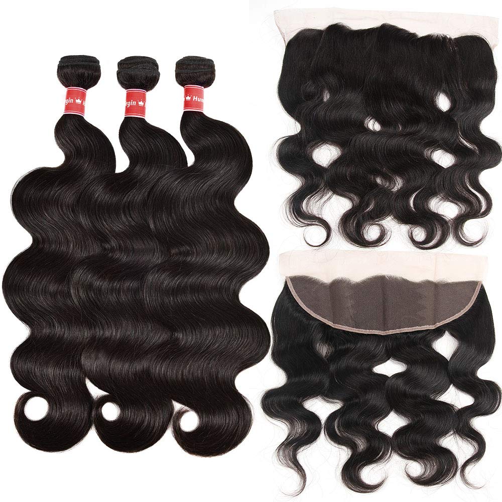 100% Unprocessed Brazilian Virgin Body Wave Human Hair Bundles with 13x4 Lace Frontal (28 28 28+20 Frontal) - Natural & Soft for Stunning Weaves, Perfect for Daily Wear, Parties & Special Occasions