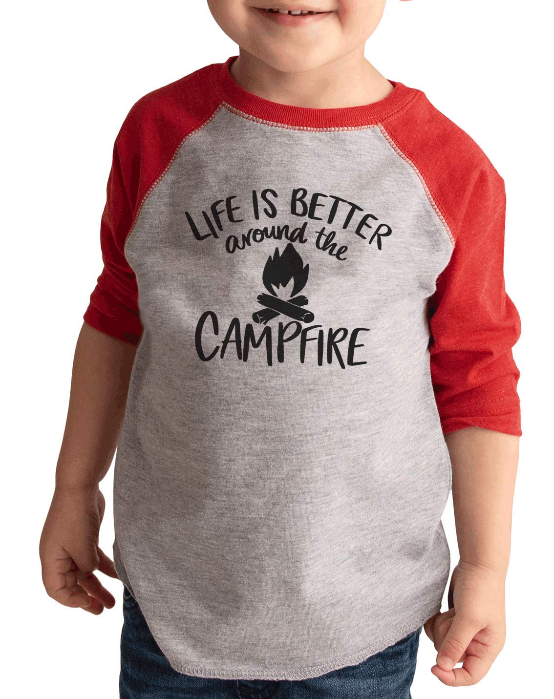 7 ate 9 Apparel Kids' Life is Better Camping Red T-Shirt - Comfortable Cotton Tee for Outdoor Adventures, Hiking & Family Camping Trips
