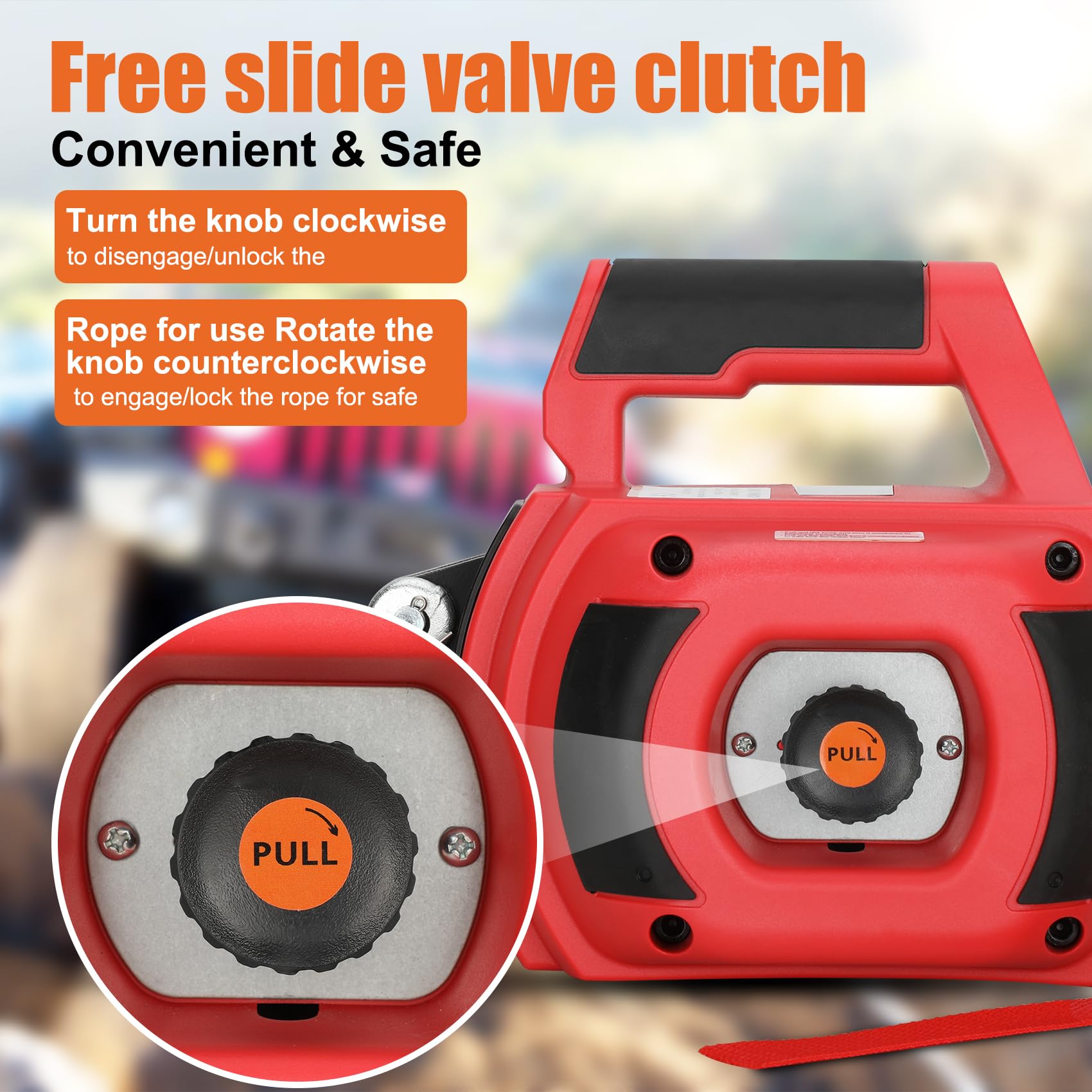 1000 Lbs Portable Hand Winch with 40ft Synthetic Rope - Heavy Duty Manual Winch with 360° Swivel Hook for Truck, ATV, Boat Recovery & DIY Projects - Perfect for Off-Roading, Towing, Construction & Home Use (Red)