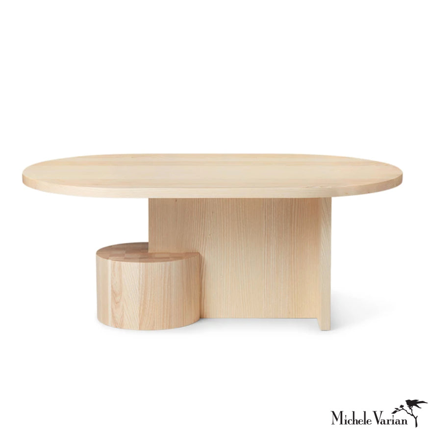 Modern Bauhaus Style Coffee Table - Solid Ash Wood Mid-Century Design for Living Room, Lounge & Office