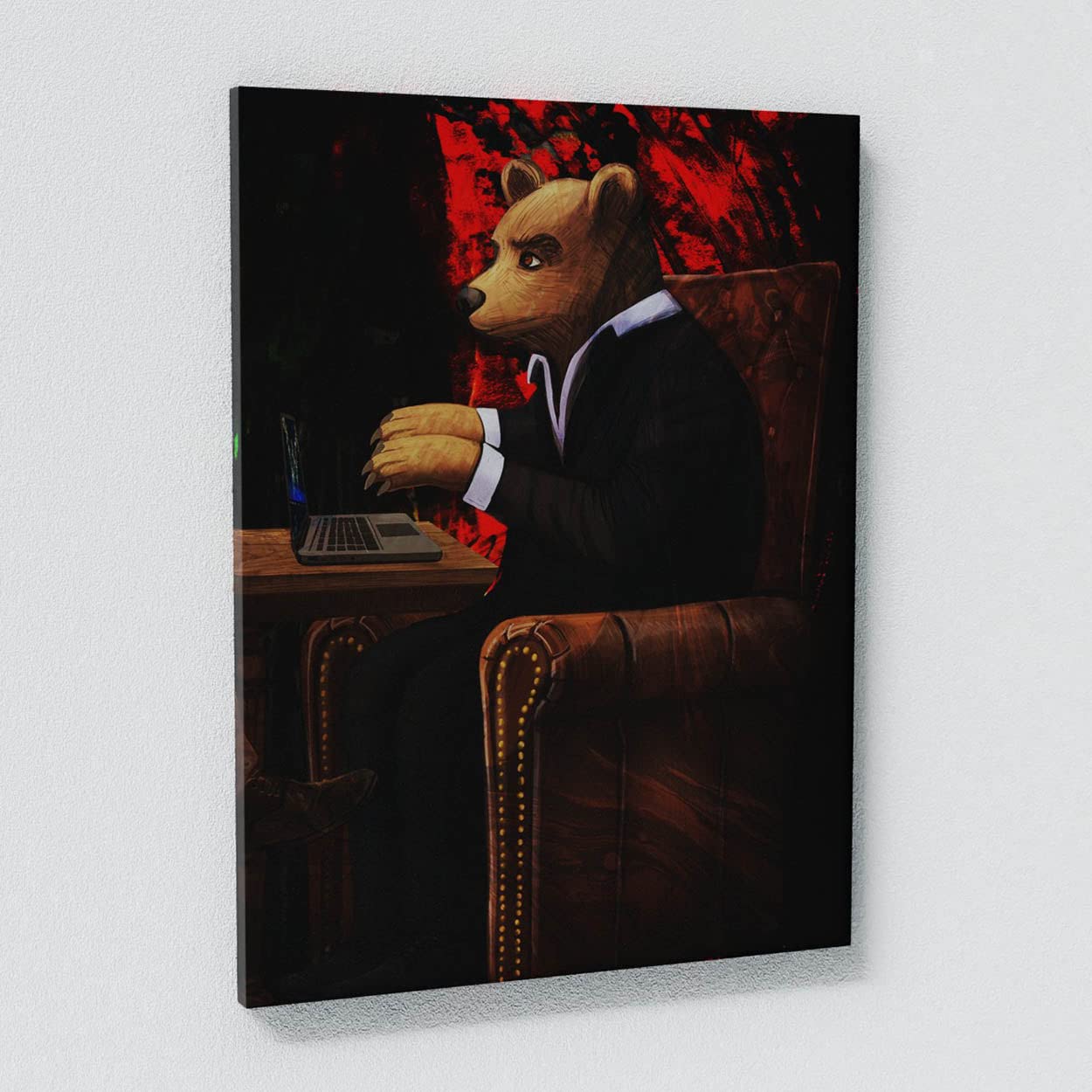 Bull & Bear Stock Market Canvas Wall Art - Financial Trader Office & Home Decor Print Poster Painting 18x24 Inches | Perfect for Trading Rooms, Offices & Modern Home Decor
