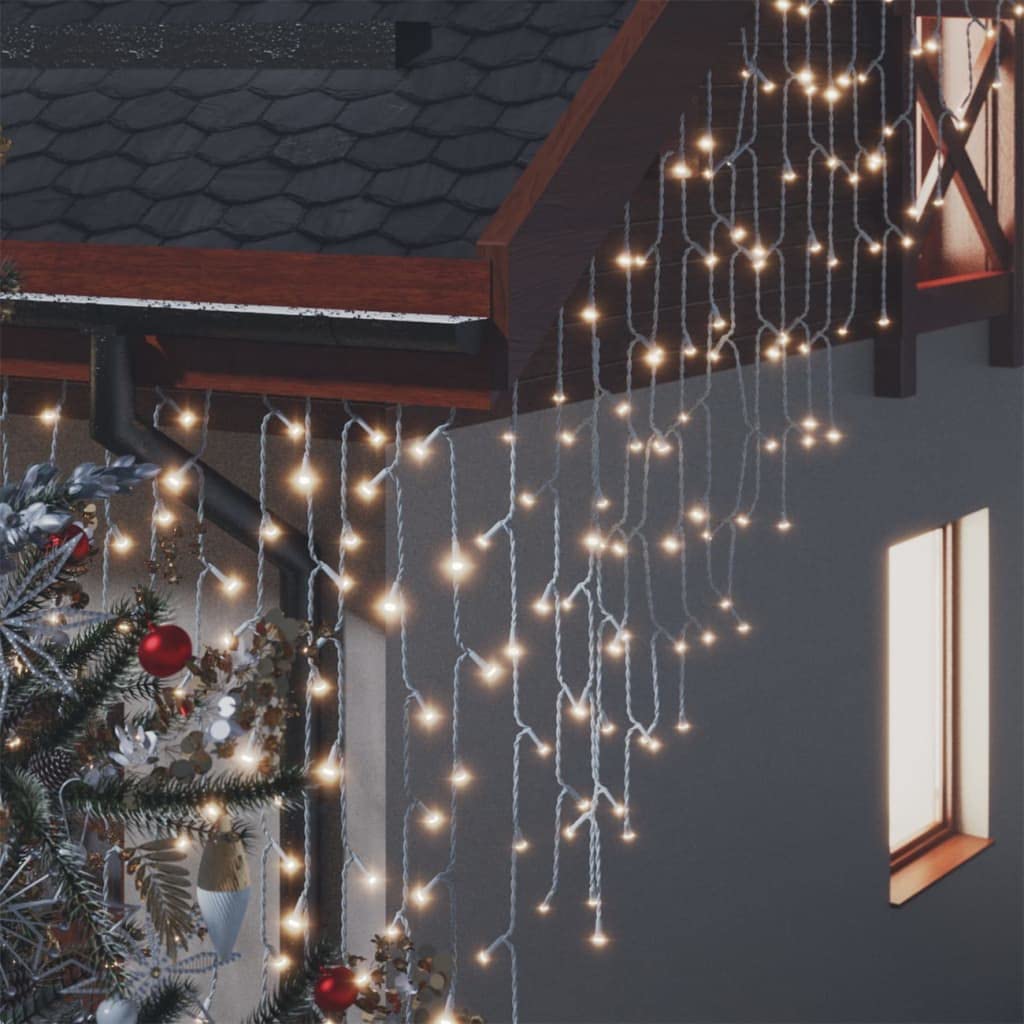 400 LED Icicle Lights 33 ft Warm White - 8 Modes Fairy String Lights for Christmas Wedding Party Decor - Indoor Outdoor Waterproof Holiday Lighting for Home Garden Patio Tree Decoration
