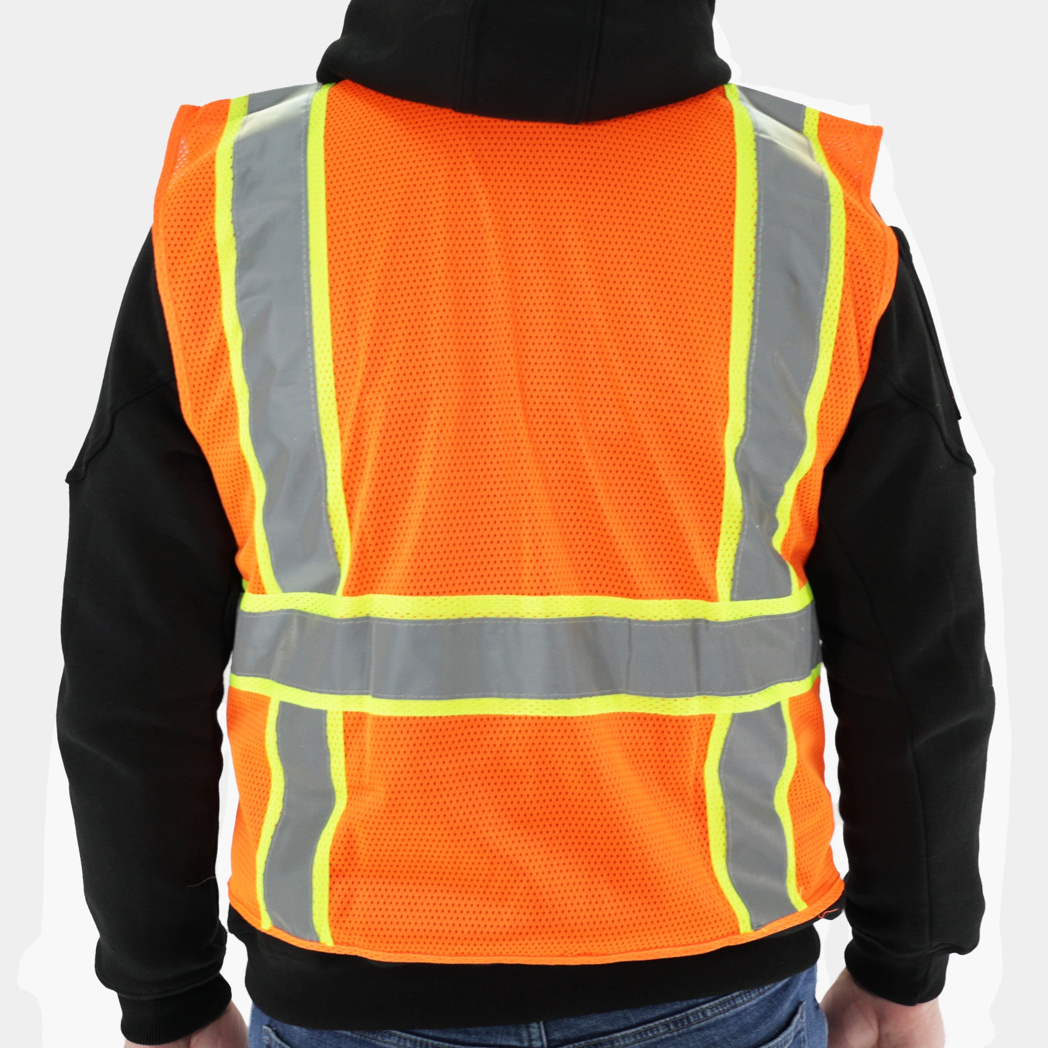 High Visibility Orange Safety Vest with Zipper - Reflective Work Vest for Construction, Road Workers & Outdoor Activities - ANSI Certified (1-Pack)