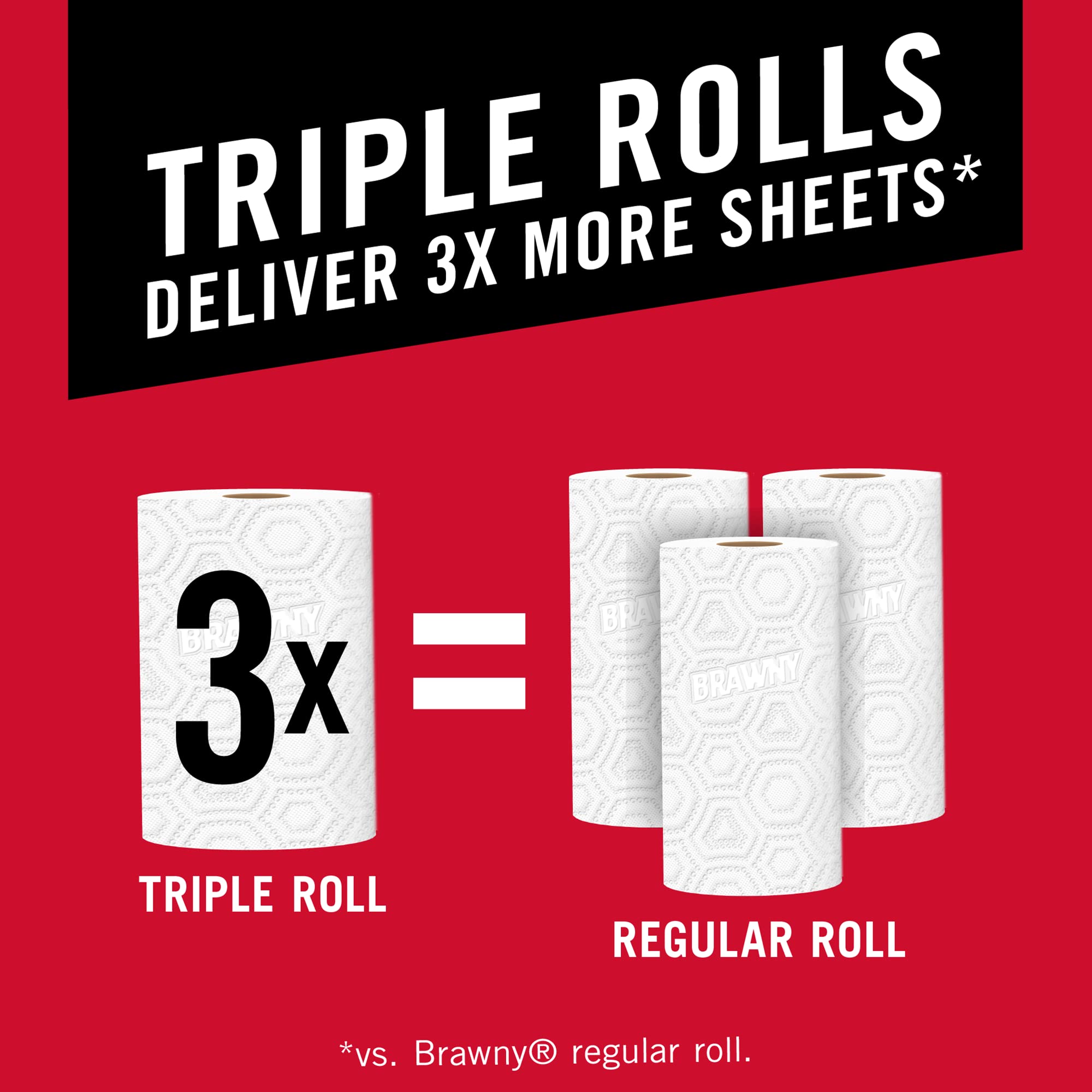 Brawny® Pick-A-Size® Paper Towels - 12 Triple Rolls (36 Regular Rolls) | Ultra Absorbent, Strong & Durable | Perfect for Kitchen Cleaning, Spill Absorption & Household Use