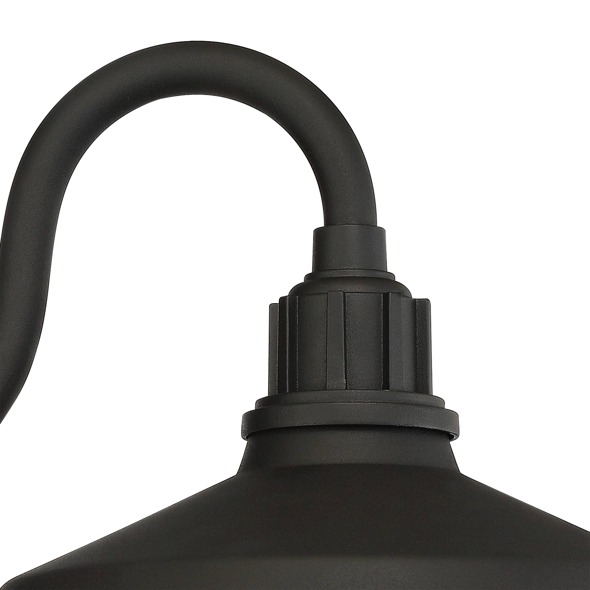 Franklin Iron Works Arnett Rustic Industrial Farmhouse Outdoor Barn Light Fixtures - Set of 2 Black Gooseneck Wall Sconces (10.5