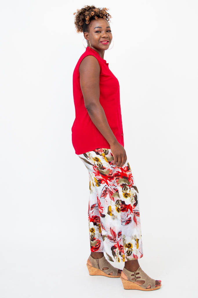 Debbie Women's Tank Top - Soft Linen Bamboo Blend, Flattering Lipstick Red - Perfect for Yoga, Summer Outfits & Casual Wear