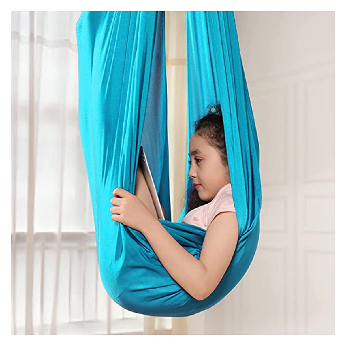 YKLL Therapy Swing Set for Kids, Children & Adults - Indoor/Outdoor Sensory Hammock Chair for ADHD, Autism & Special Needs - Lake Blue, 150x280cm - Perfect for Relaxation, Therapy & Playrooms