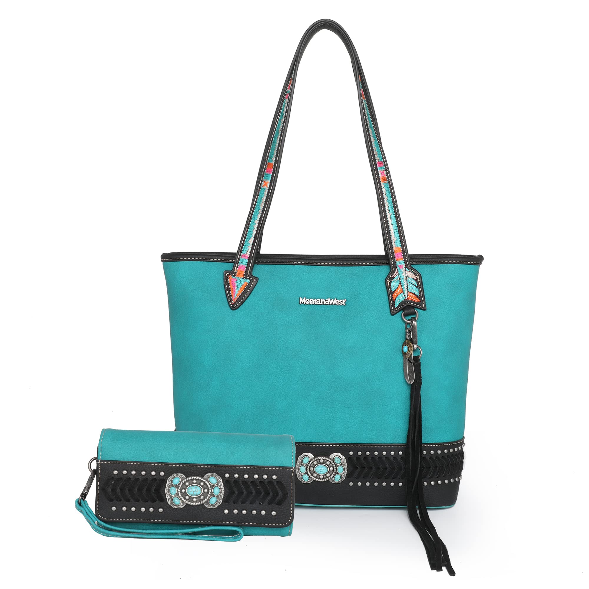 Montana West Genuine Leather Tote Bag for Women - Western Style Shoulder Handbag Purse with Multiple Pockets | Perfect for Work, Travel & Everyday Use