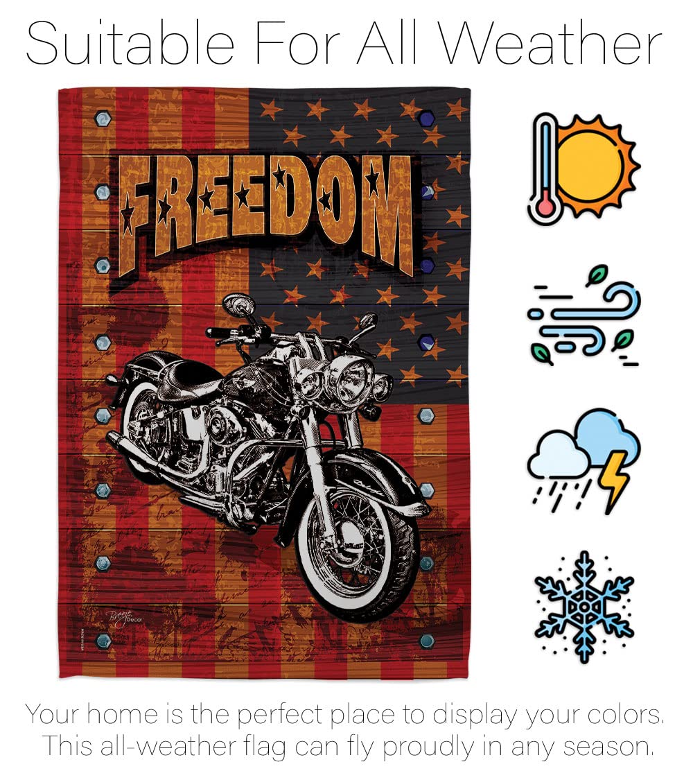 Americana Motorcycle Banner - Patriotic Vertical Garden Flag 13x18.5in for Outdoor Decor