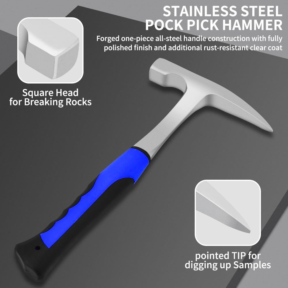 5-Piece Geology Rock Pick Kit with 21oz Hammer & 11.8
