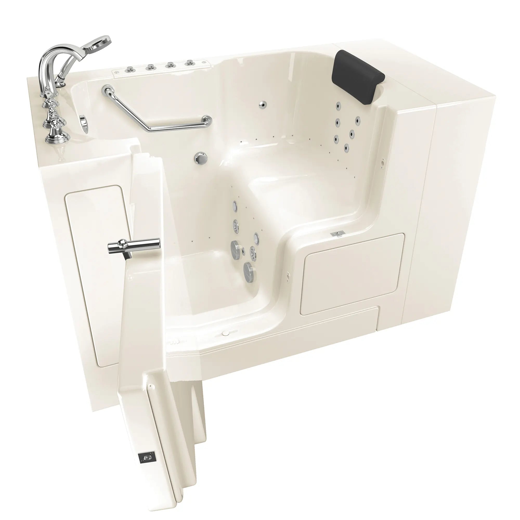 Premium 32 x 52 Inch Gelcoat Walk-in Bathtub with Air Spa & Whirlpool Systems - Left Hand Drain & Faucet - Ideal for Elderly & Mobility Support (ADA Compliant)