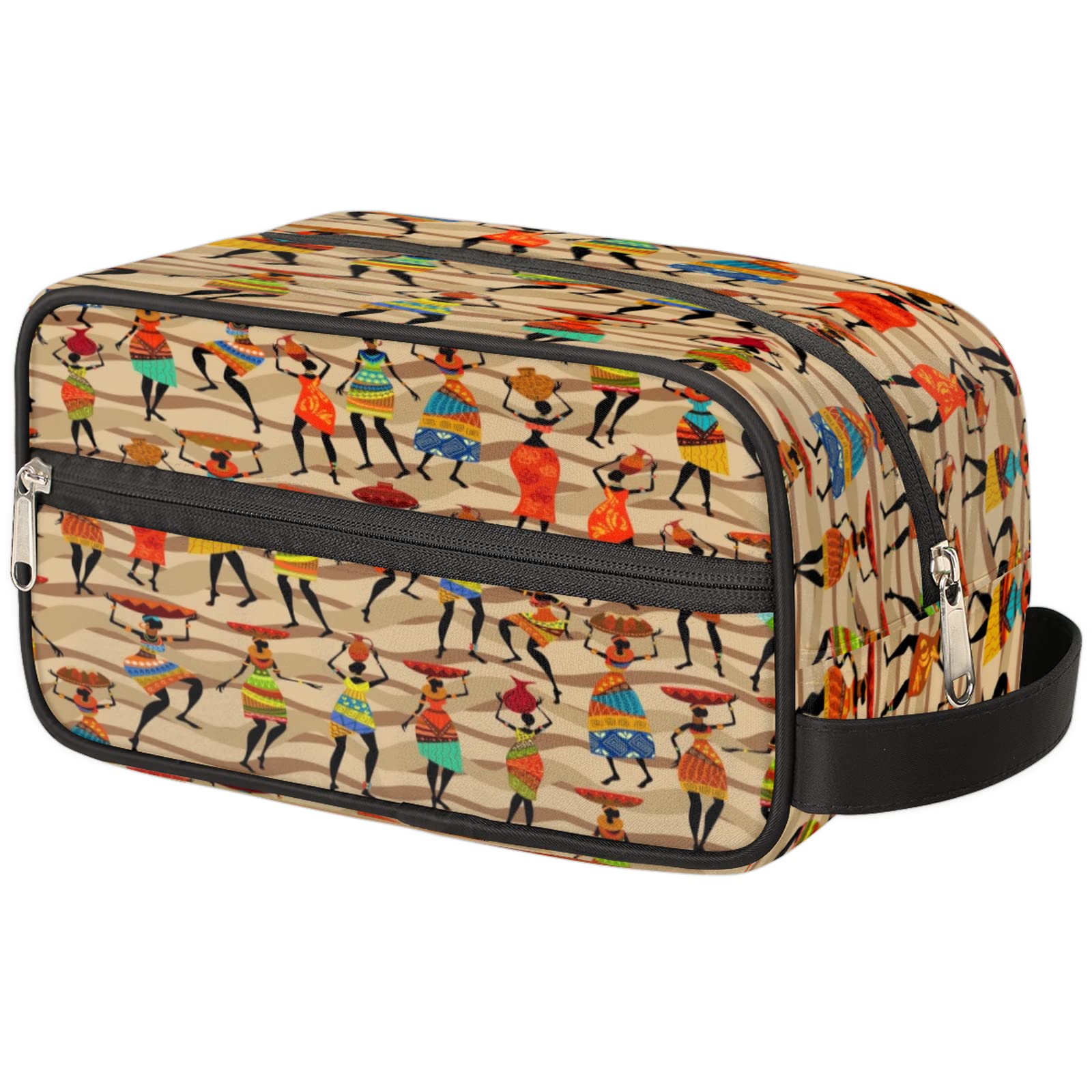 African Print Waterproof Travel Toiletry Bag for Women & Men - Large Capacity Cosmetic Organizer, Makeup & Shaving Dopp Kit - Perfect for Vacation, Camping & Gym Essentials