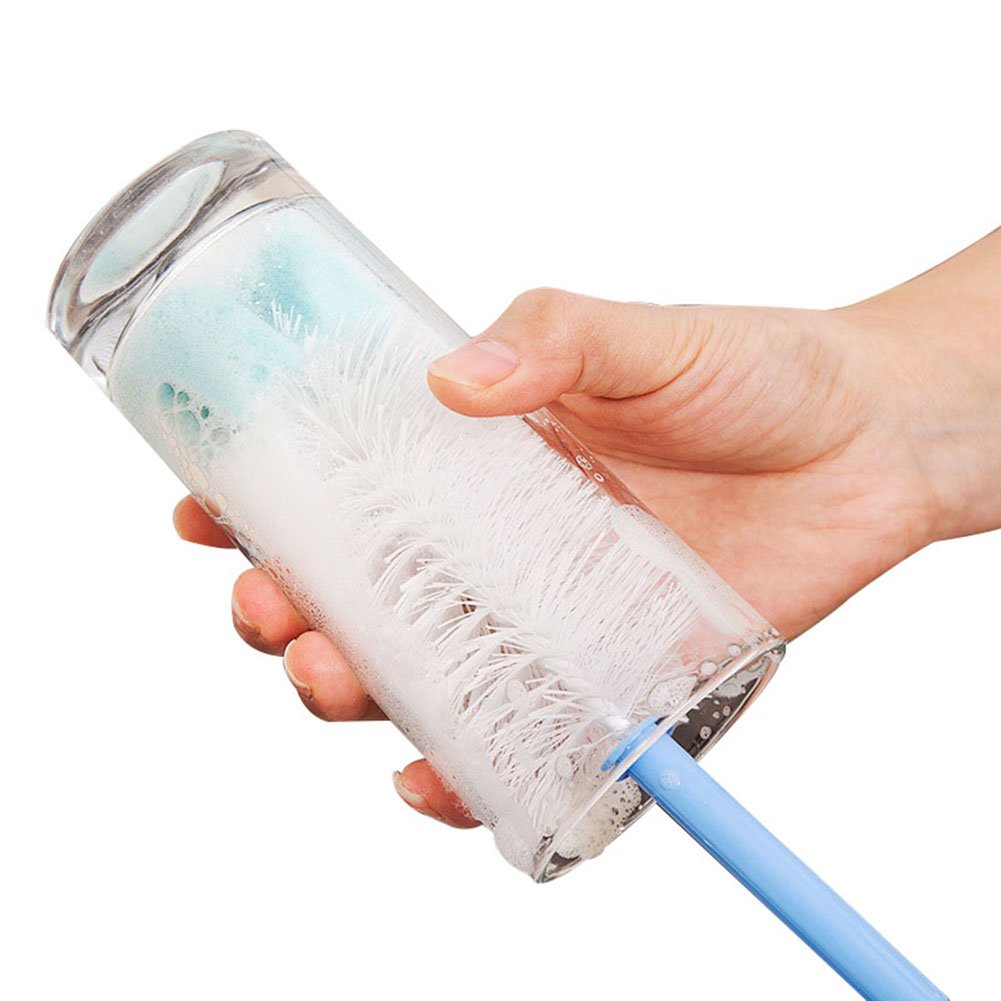 Retractable Glass Bottle & Cup Cleaning Brush with Sponge Head - Kitchen Scrubber for Narrow Tubes & Containers (Random Colors) - Perfect for Baby Bottles, Travel Mugs, and Hard-to-Reach Areas