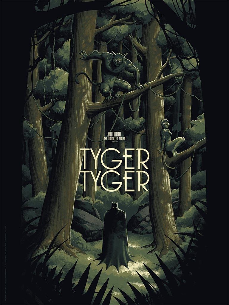 Batman: The Animated Series Tyger Tyger Screen Printed Poster - Vintage DC Comics Wall Art for Home, Office & Superhero Fan Gifts