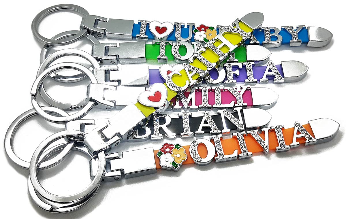 Custom Rhinestone Keychain with Metal Letters - Personalized Name Keychain (1-8 Letters) - Unique Gift for Women, Men, Friends & Family - Perfect for Birthdays, Anniversaries & Special Occasions