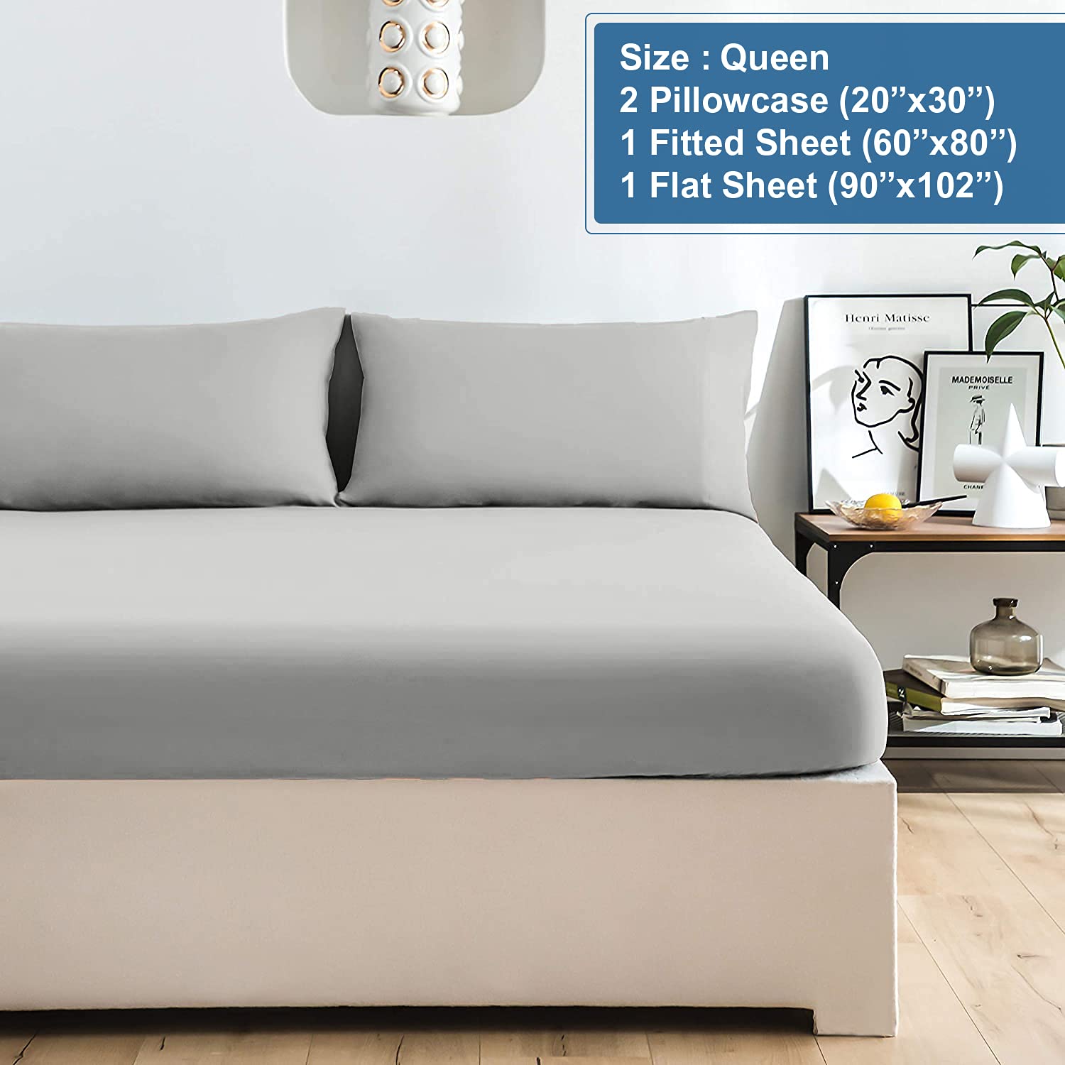 DAN RIVER Queen Jersey Sheet Set - 100% Cotton Luxury Bed Sheets | Ultra Soft T-Shirt Material | All Season Comfort | Deep Pocket Fits Mattress Up to 16