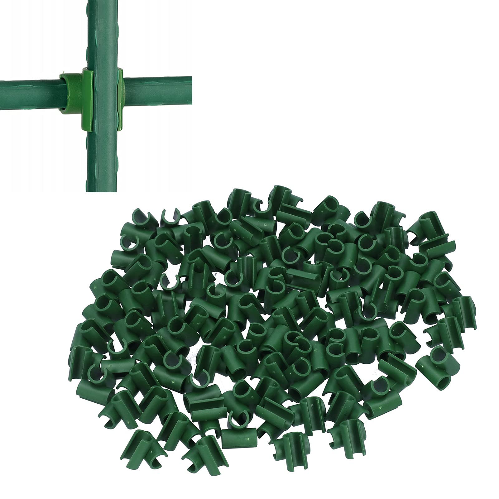 100Pcs Garden Clamps for Plants - Heavy Duty Plastic Buckle Clips for 8mm Pipes, Gardening Supplies for Agriculture, Greenhouse & Outdoor Use