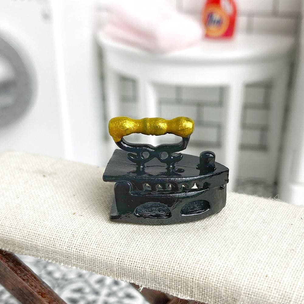 Antique Black Iron Miniature Dollhouse Furniture - Vintage Style Tiny Home Decor for Collectors & DIY Miniature Scenes