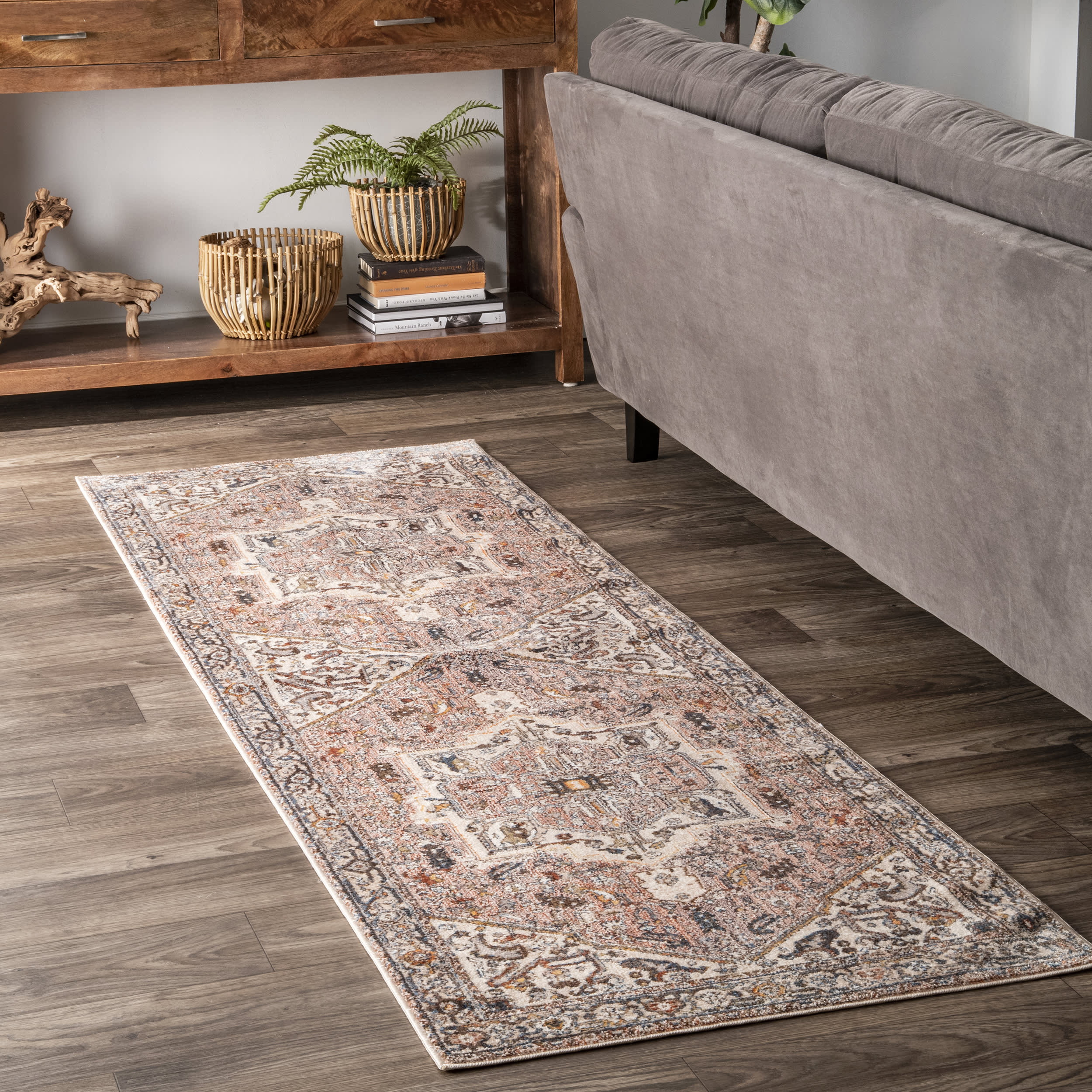 Forever Vintage Rug | Light Brown Distressed Area Rug | Boho Chic Home Decor for Living Room, Bedroom & Office