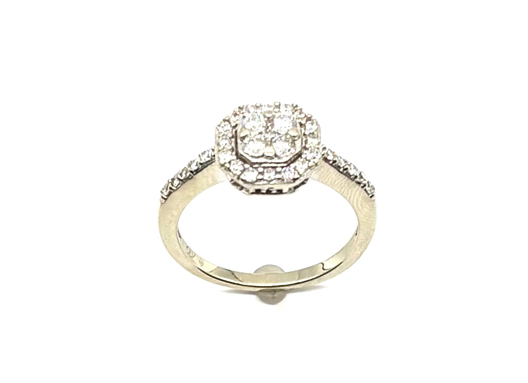 14K White Gold Diamond Halo Engagement Ring for Women - Elegant Wedding Band, Anniversary Gift & Promise Ring for Her - Perfect for Proposals, Bridal Jewelry & Special Occasions