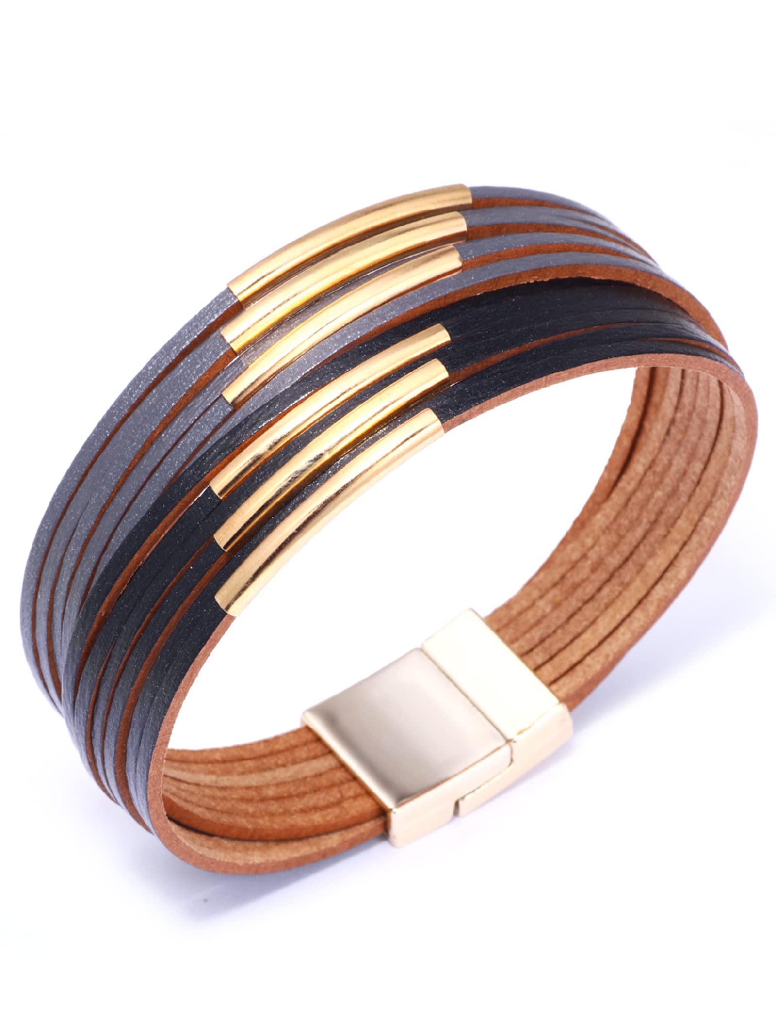 Boho Leather Wrap Bracelets for Women - Trendy Stackable Infinity Bracelet with Clasp, Adjustable Wrist Jewelry for Casual Wear, Festival & Layered Bracelet Fashion