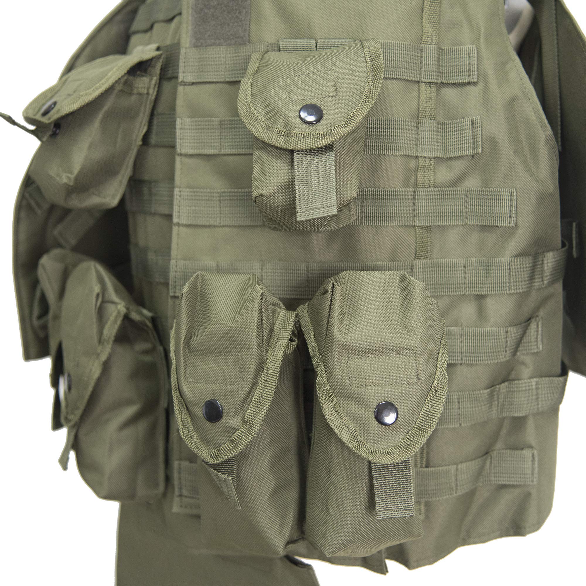 GYATSOCYG Tactical Airsoft Vest with Shoulder & Lower Body Protection - Adjustable Military Molle Vest for Airsoft, Paintball, Hunting & Outdoor Activities