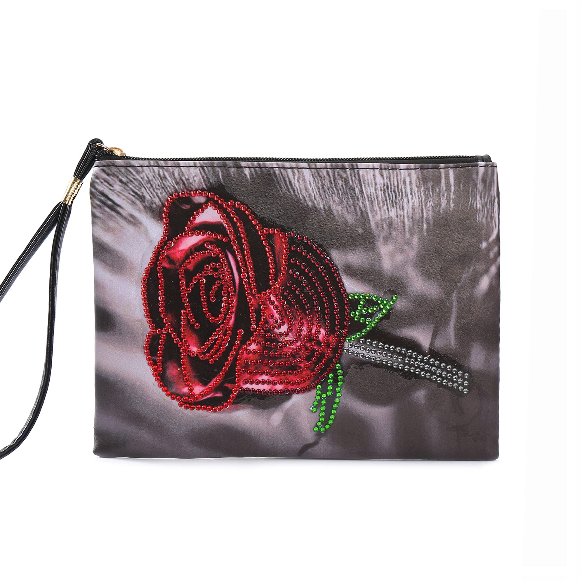 VVBAOZI DIY Crystal Rhinestone Diamond Painting Clutch Purse Kit - Special Shaped Rose Design for Adults & Kids (10''x6.1'') - Perfect for Parties, Weddings, and Gift Giving