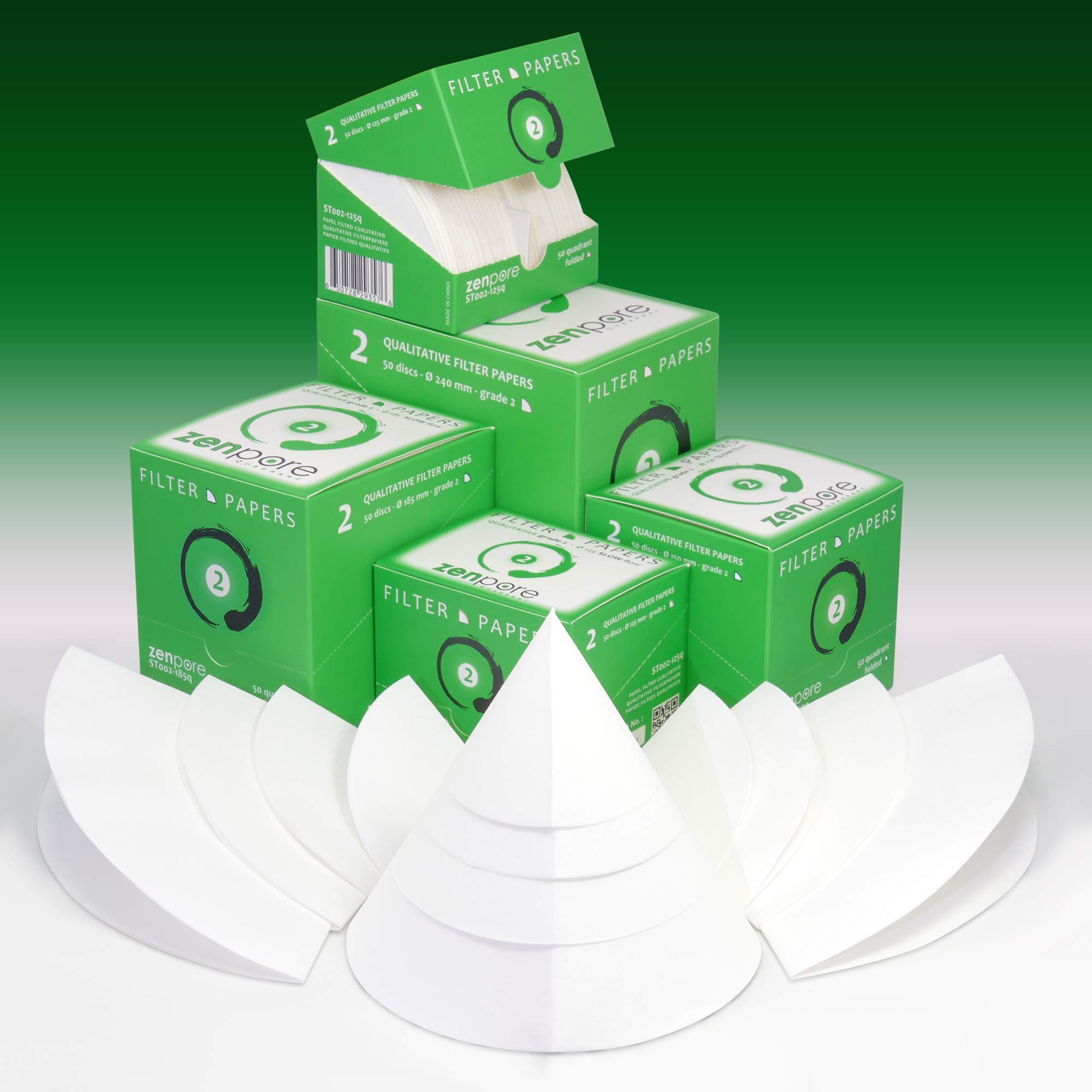 Premium Qualitative Filter Paper 24 cm - Grade 2 Slow Flow 240mm (50 Discs) - ZENPORE Lab Filtration for Chemistry, Biology & Environmental Testing