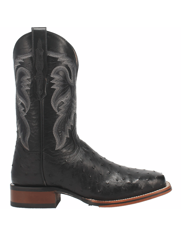 Dan Post DP4873 Men's Alamosa Full Quill Ostrich Square Toe Cowboy Boots - Black Western Boots for Riding, Country Fashion & Outdoor Events