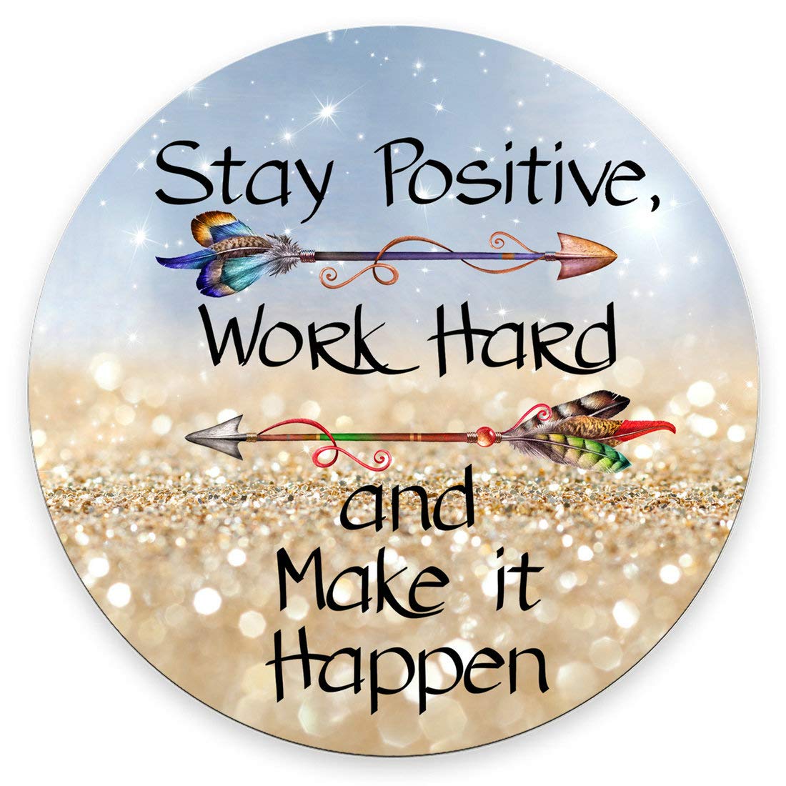 Custom Round Gaming Mouse Pad with Motivational Quote - 