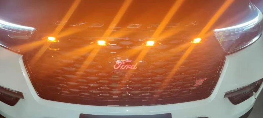 4-Piece Raptor Style Smoked Lens Amber LED Front Grille Light Kit - Universal Fit for Trucks & SUVs - Off-Road, Night Driving & Custom Styling