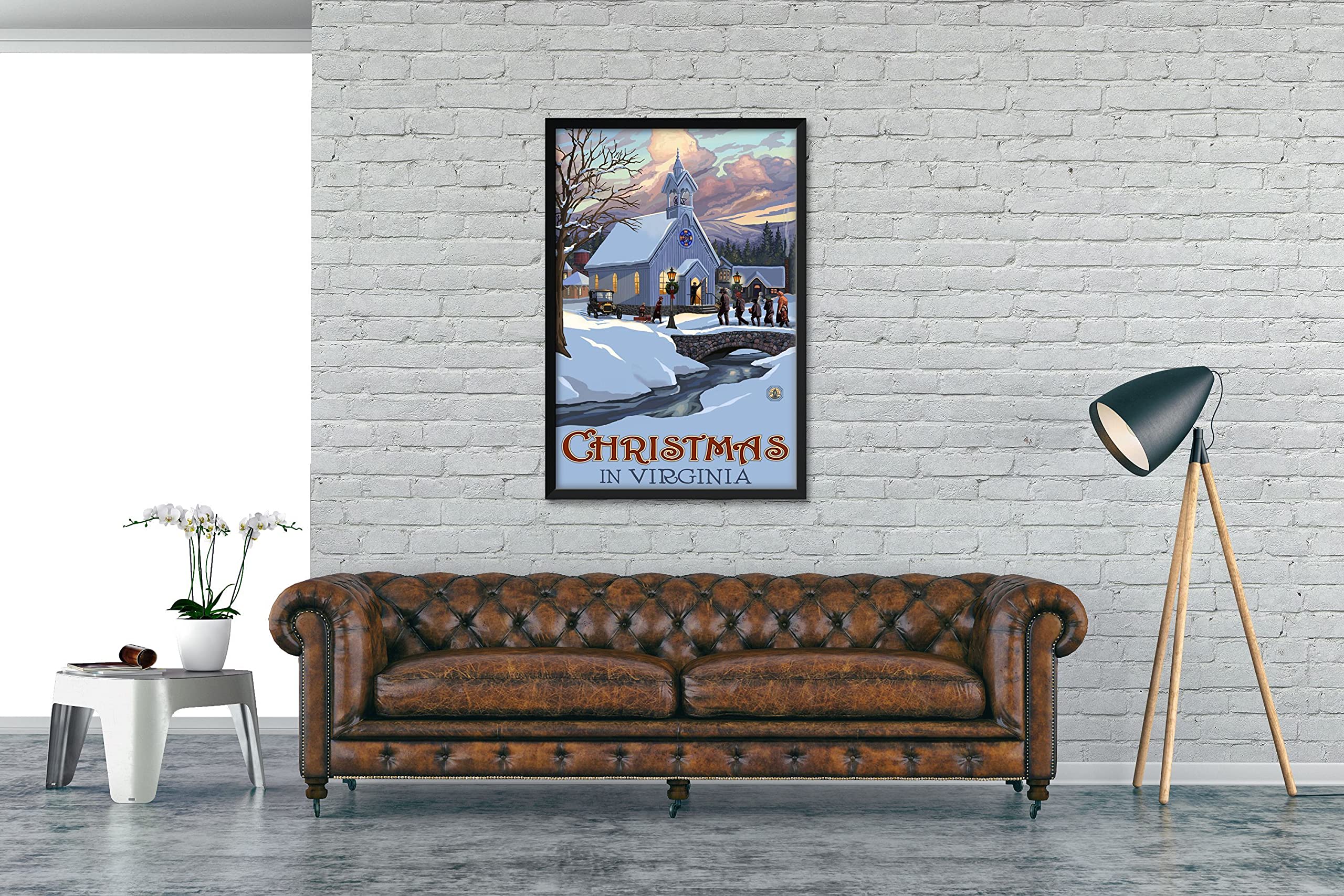 Paul A. Lanquist Framed Art Print - Virginia & New England Christmas Travel Artwork, 32x47 Inch Professionally Framed Wall Decor | Perfect for Holiday Home Decor, Living Room & Office Display