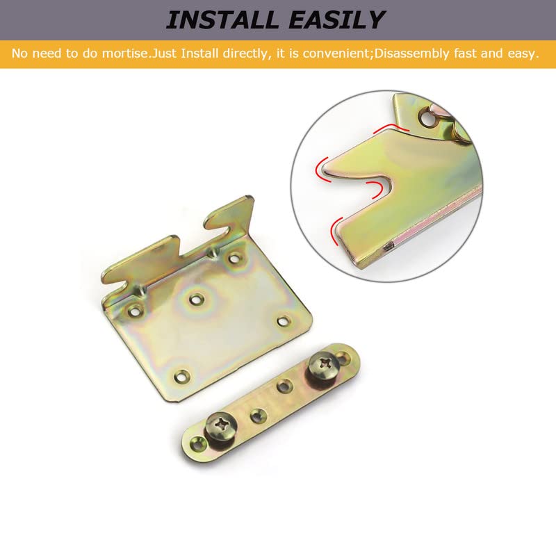 **Heavy Duty Non-Mortise Bed Rail Brackets with Screws & Screwdriver - Set of 4 - Secure & Stable Bed Frame Support for DIY Furniture Assembly**    *(Perfect for Bed Frame Repair, Woodworking Projects, and Sturdy Furniture Construction)*