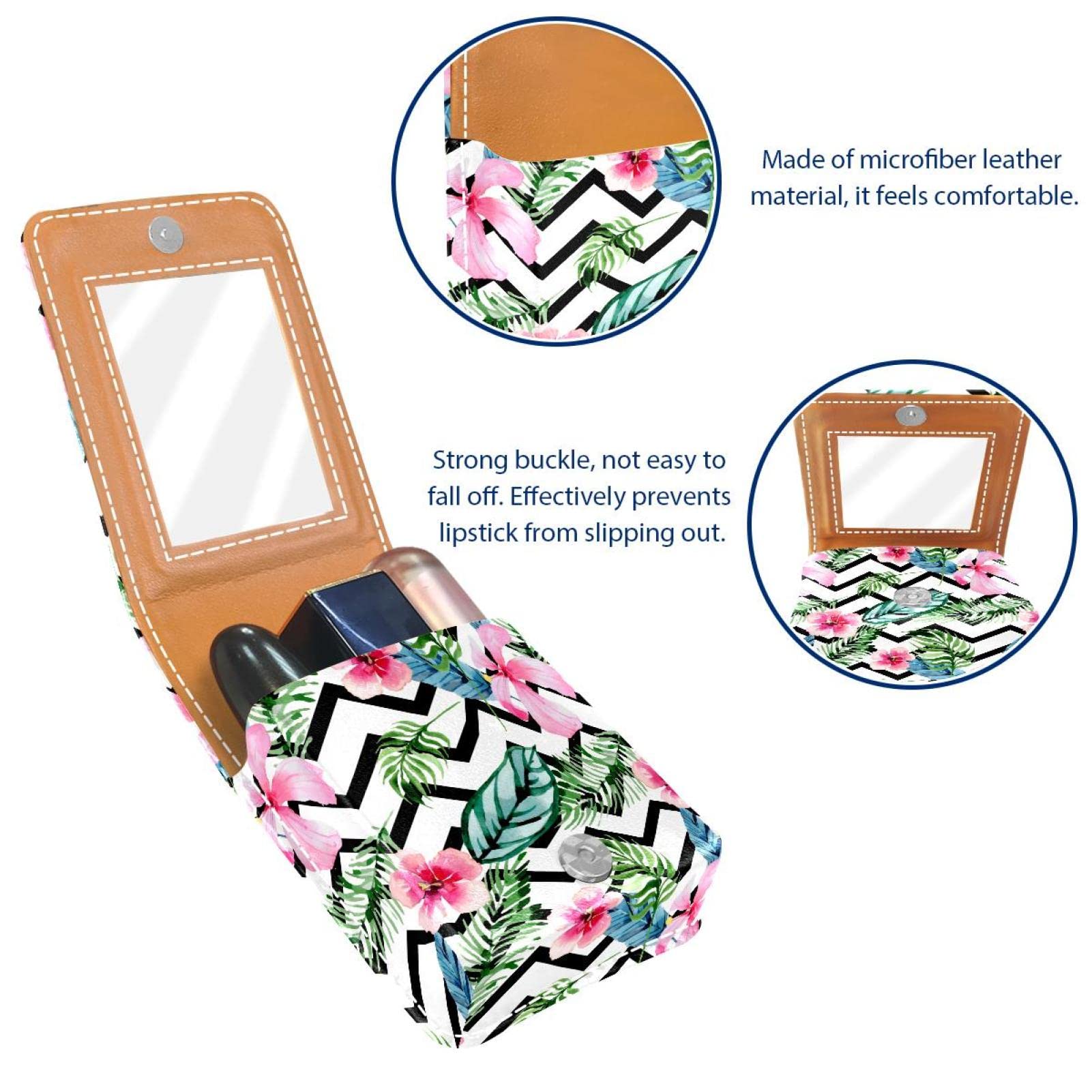 Personalized Lipstick Case - Portable Makeup Bag & Cosmetic Pouch Organizer with Tropical Watercolor Flowers Design | Perfect for Travel, Daily Use & Gift Giving